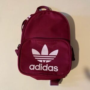Adidas Burgundy Mini Backpack with White Emblem